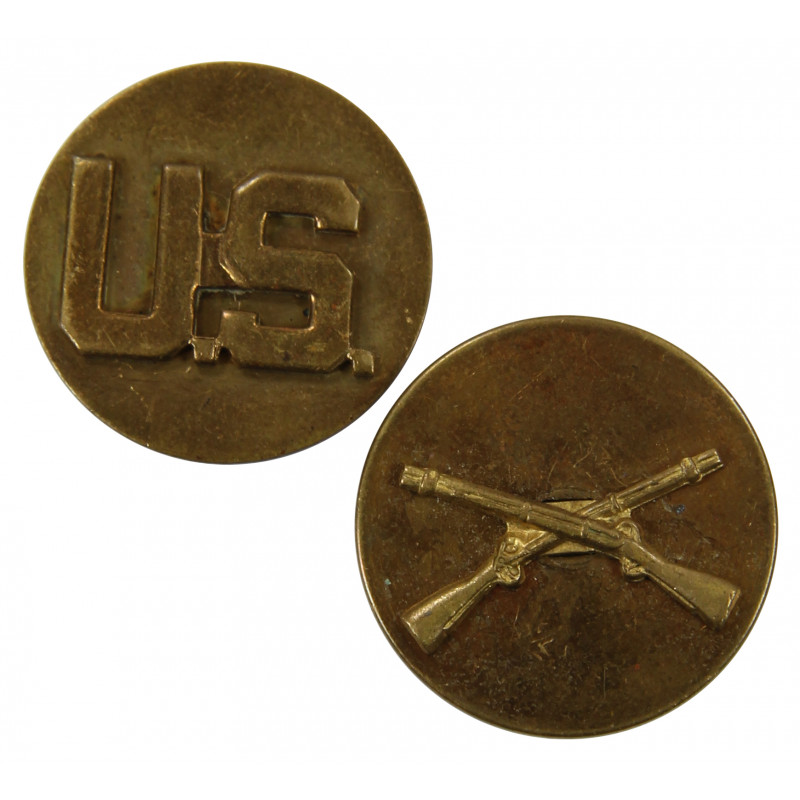 Disks, Collar, Infantry & US, Enlisted men Disks, Collar, Infantry & US, Enlisted men