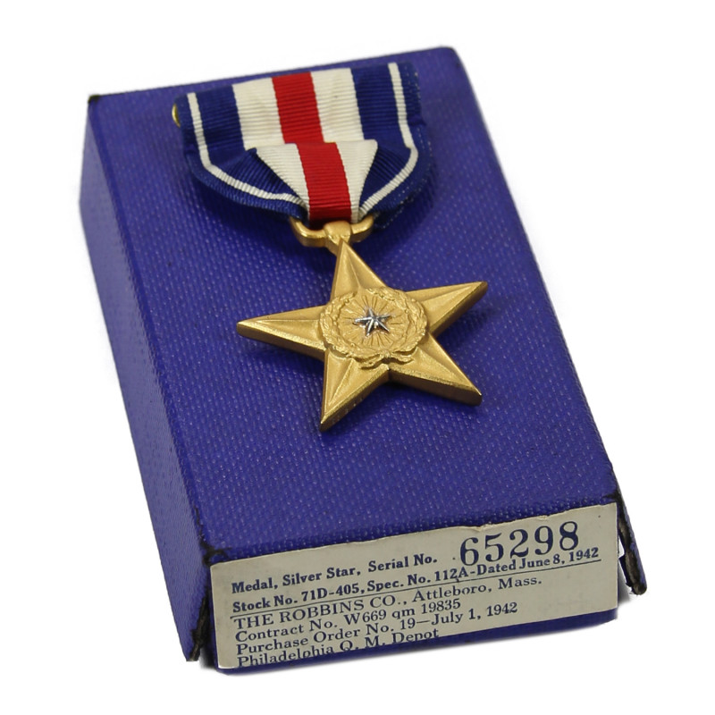 Medal, Silver Star, Numbered 65298, 1942 Medal, Silver Star, Numbered 65298, 1942