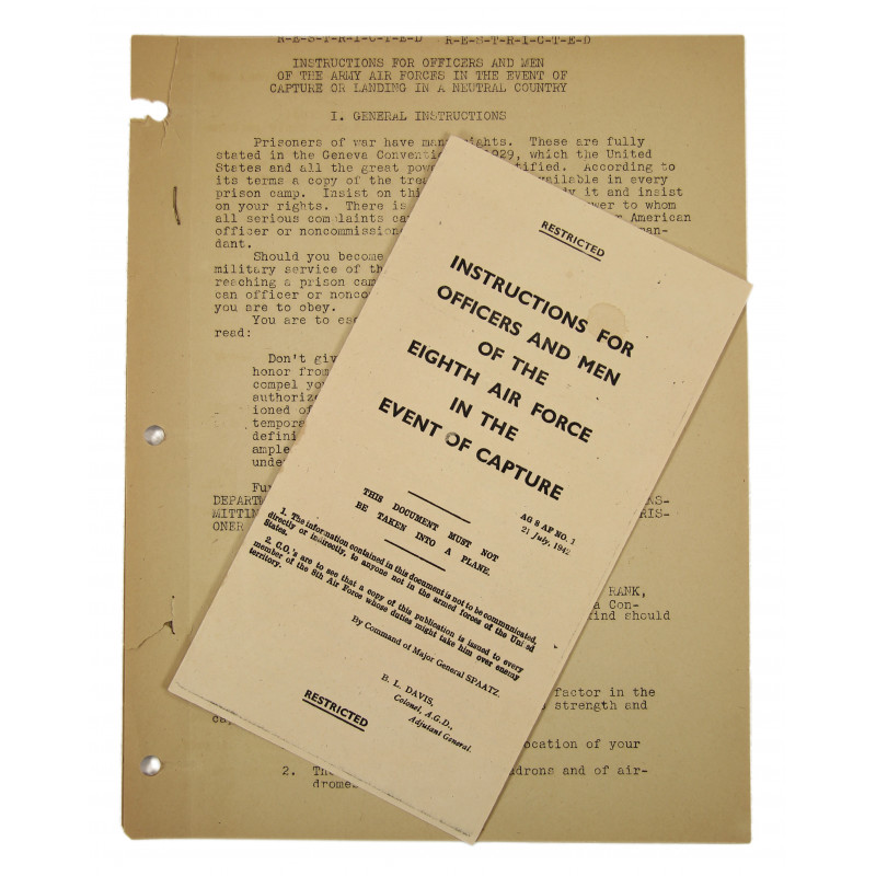 Instructions in the Event of Capture, 8th Air Force, 1942 Instructions in the Event of Capture, 8th Air Force, 1942