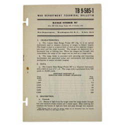 Bulletin technique TB 9-585-1, Range Finder M7, 1944