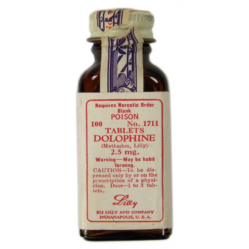 Bottle, Dolophine Hydrochloride (Methadone) Medic No. 1711, empty Bottle, Dolophine Hydrochloride (Methadone) Medic No. 1711, empty