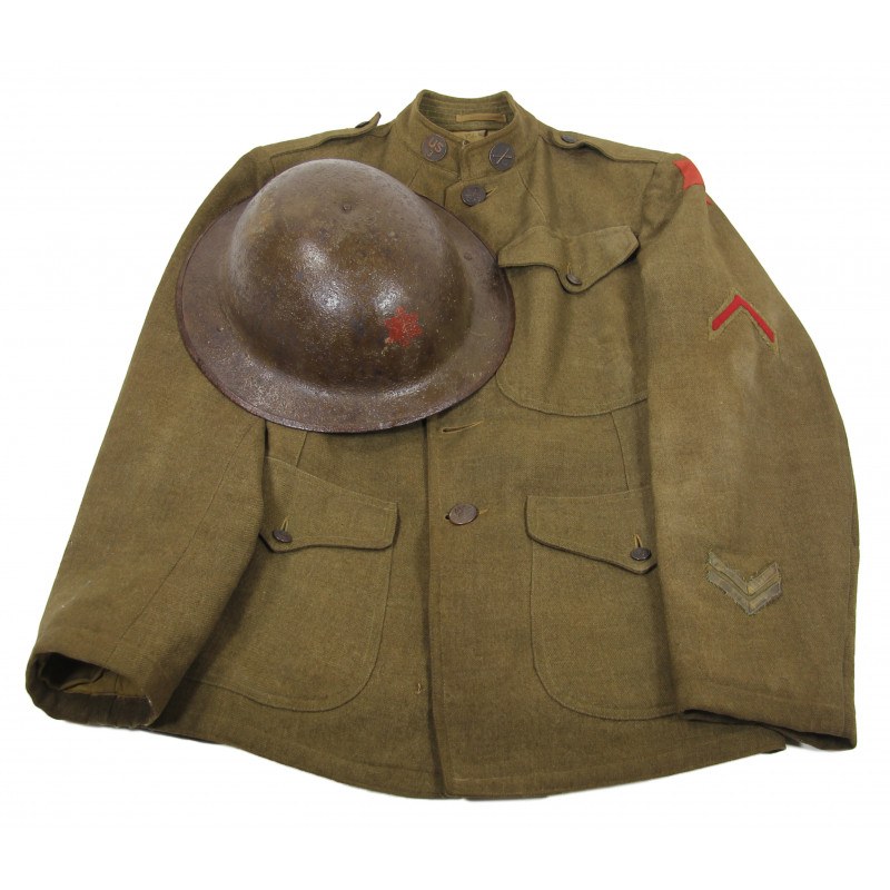 Casque + veste artillerie, 6e Divison d'Infanterie US, WWI Casque + veste artillerie, 6e Divison d'Infanterie US, WWI