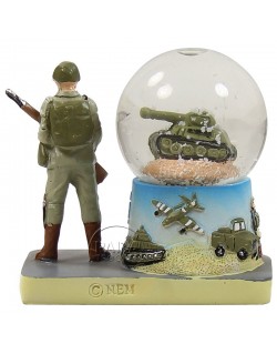 Snow globe, tank & soldier, small