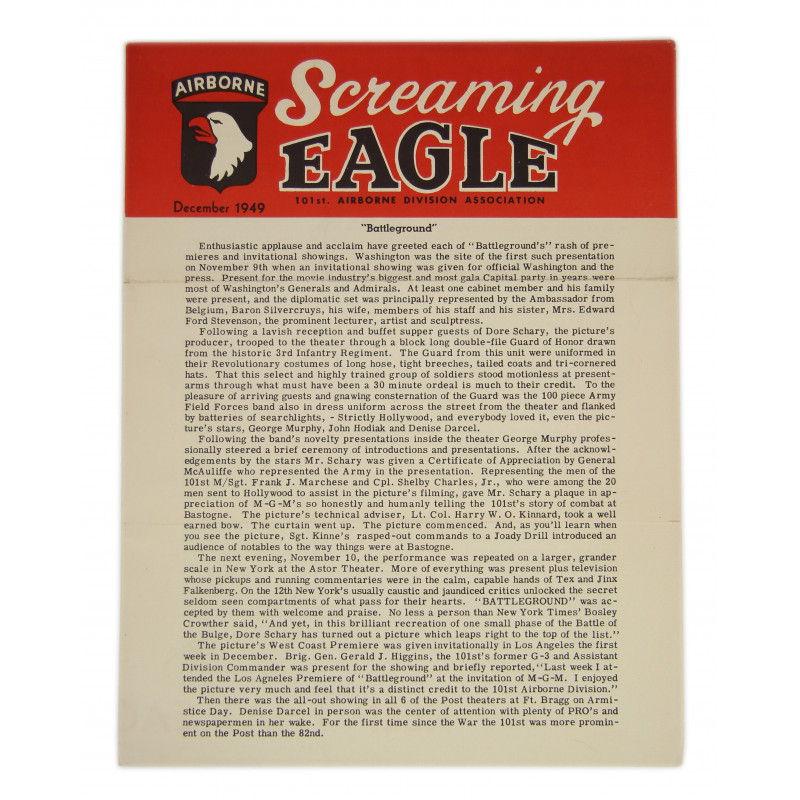 Newsletter, Screaming Eagle, 101st AB Division Association, January 1949 Newsletter, Screaming Eagle, 101st AB Division Association, January 1949