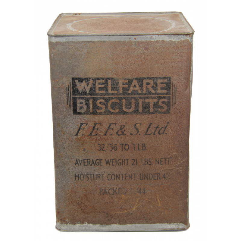 Boîte de Welfare biscuits, PLEINE, 1944, Normandie Boîte de Welfare biscuits, PLEINE, 1944, Normandie