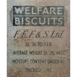 Boîte de Welfare biscuits, PLEINE, 1944, Normandie