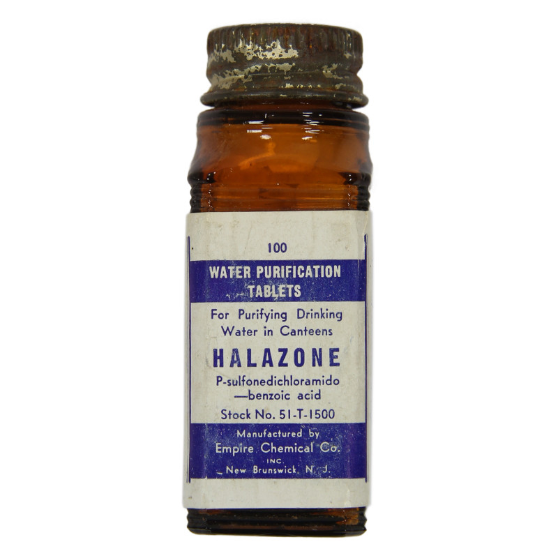 Bottle, 100 Tablets, Halazone, Empire Chemical Co. Bottle, 100 Tablets, Halazone, Empire Chemical Co.