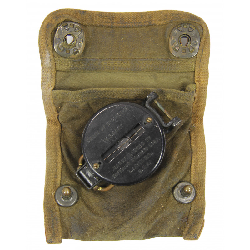 Compass, Superior Magneto, with OD Canvas Pouch, Normandy Compass, Superior Magneto, with OD Canvas Pouch, Normandy