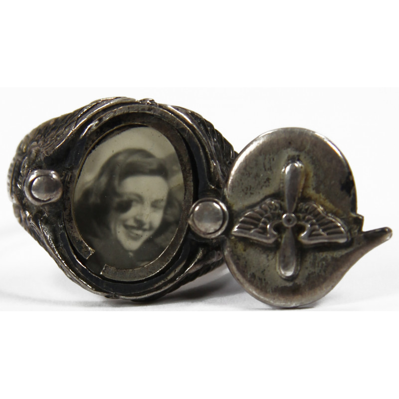 Ring, US Army Air Force, sterling, with photo locket Ring, US Army Air Force, sterling, with photo locket