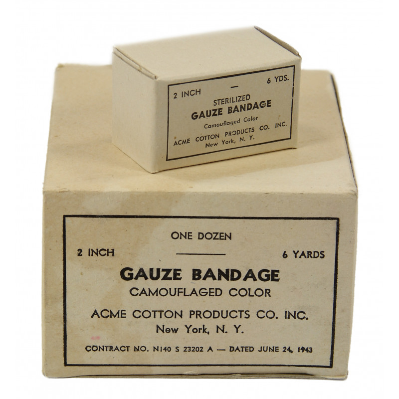 12 Rolls Military Bandage Gauze dated 1974 Camouflaged TAN  2" X 6 Yards 