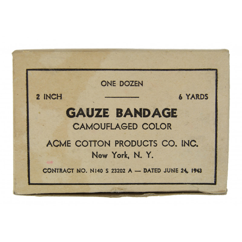 Bandage en gaze, camouflé, 6 yards, ACME, 24 juin 1943