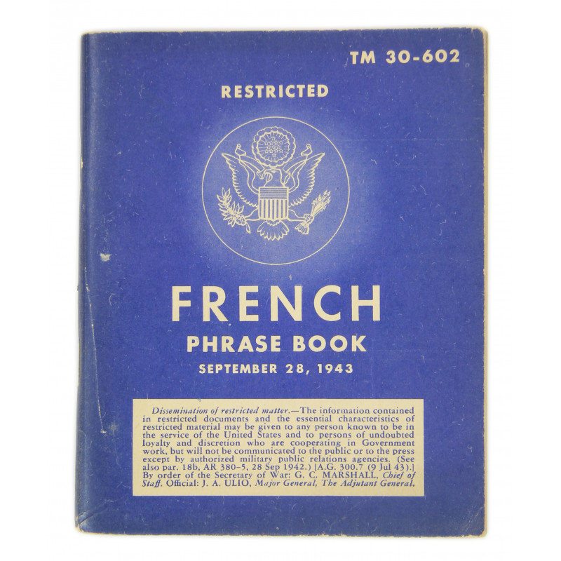 Livret French Phrase Book, 1943 Livret French Phrase Book, 1943