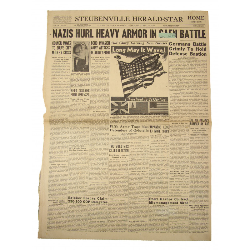 Front page, Newspaper, June 14, 1944 Front page, Newspaper, June 14, 1944