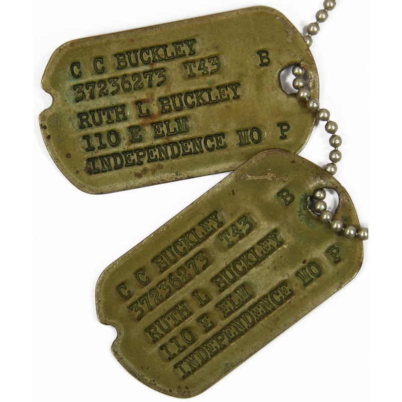 Dog Tags, Clarence C. Buckley, Officer, 42-44 Dog Tags, Clarence C. Buckley, Officer, 42-44