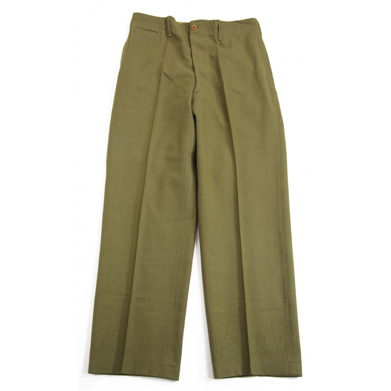 Trousers, Wool, Serge, OD, size 32 Trousers, Wool, Serge, OD, size 32