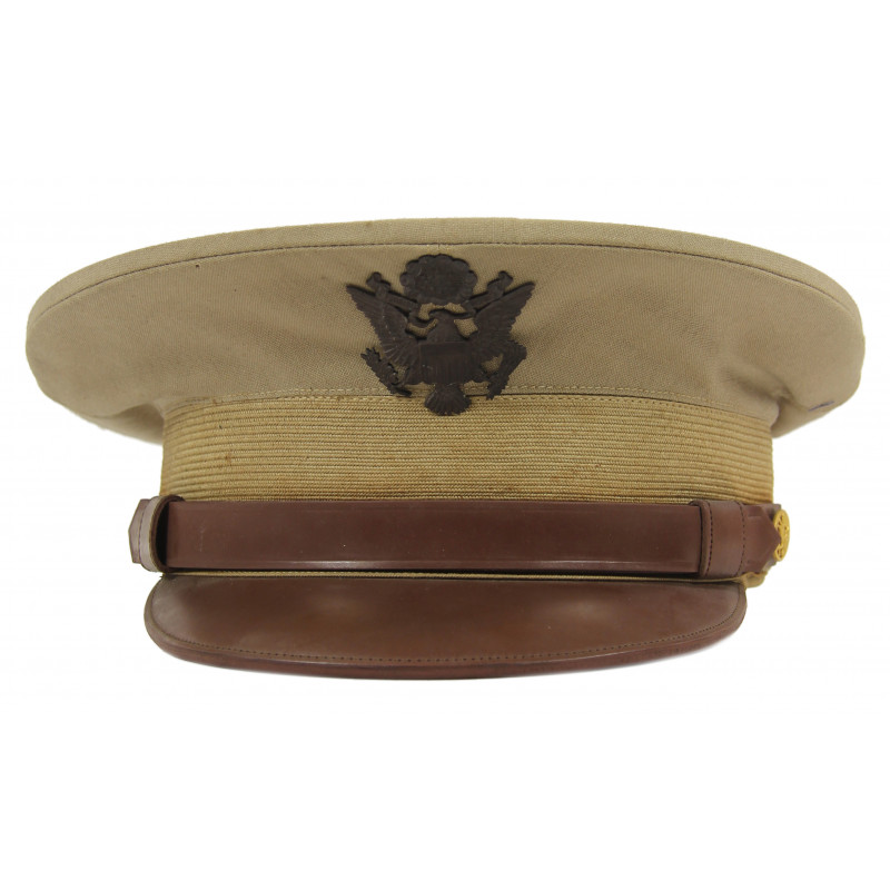 Cap, Service, Tropical Worsted, Khaki, Officers, 1943, 6 3/4 Cap, Service, Tropical Worsted, Khaki, Officers, 1943, 6 3/4