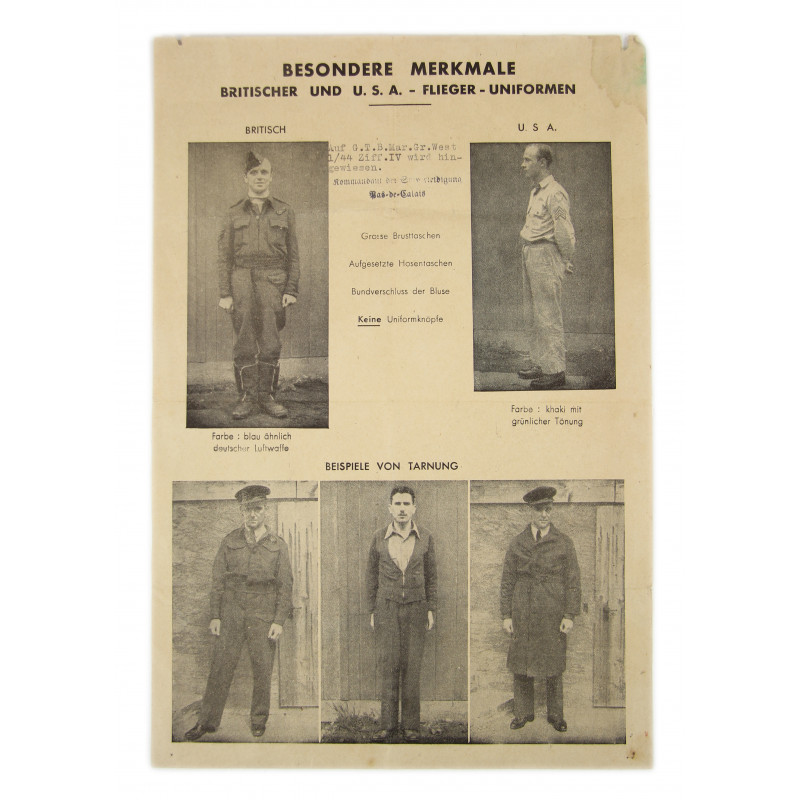 Circular, German, Identification of RAF and USAAF Airmen, 1944 Circular, German, Identification of RAF and USAAF Airmen, 1944