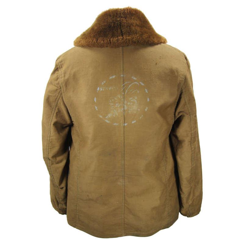 Coat, Lined, Sheepskin, US Navy, Seabees, Named Coat, Lined, Sheepskin, US Navy, Seabees, Named