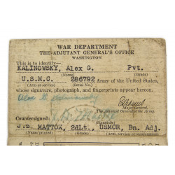 Carte d'identité, 1er type, USMC