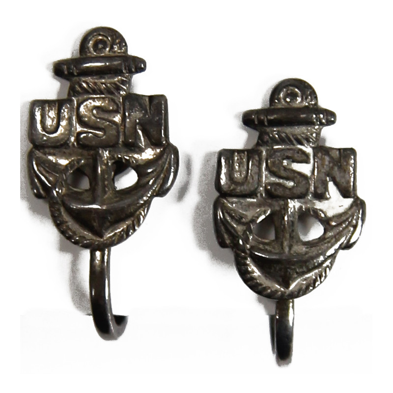 Boucles d'oreilles US Navy, Sweatheart, Sterling Boucles d'oreilles US Navy, Sweatheart, Sterling