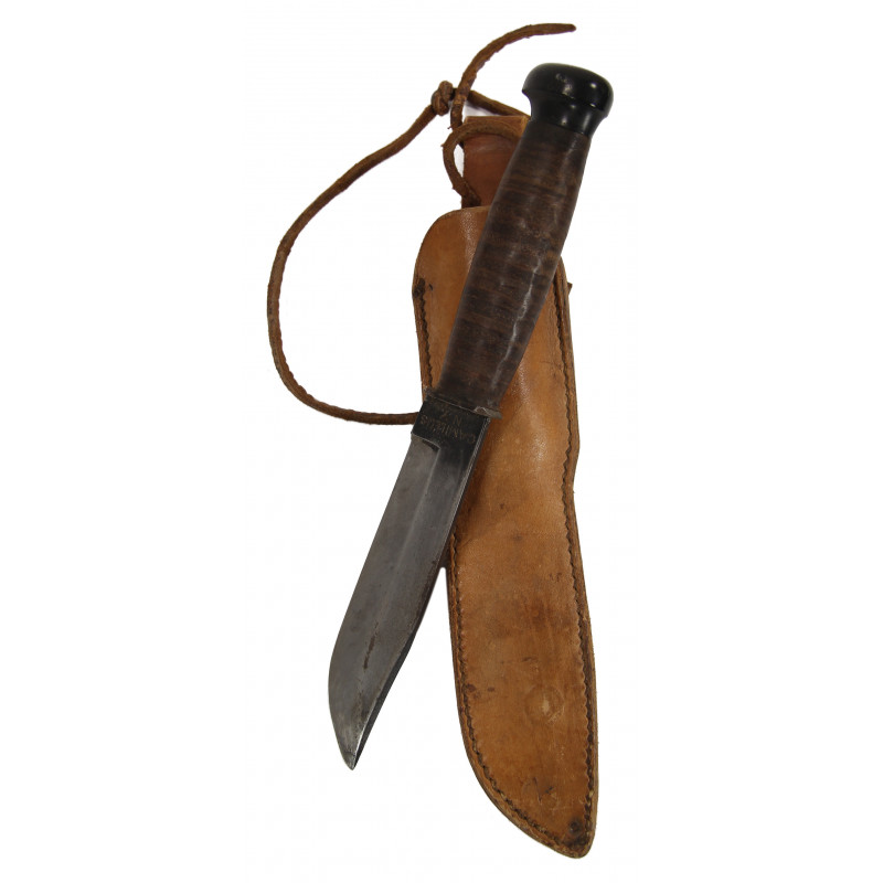 Knife, Combat, MK 1, Camillus, US Navy, with leather sheath Knife, Combat, MK 1, Camillus, US Navy, with leather sheath