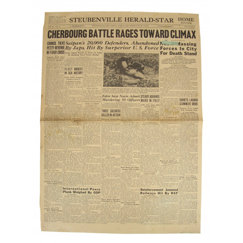 Front Page, Newspaper, June 22, 1944 Front Page, Newspaper, June 22, 1944