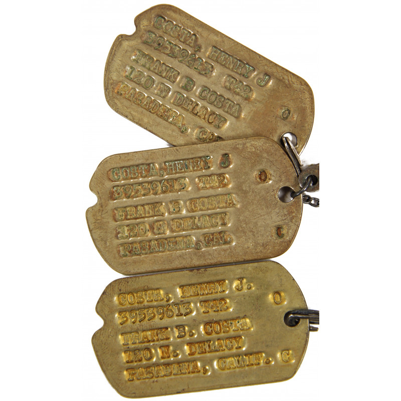Dog Tags, 1st Type, Monel, Henry Costa, 1942