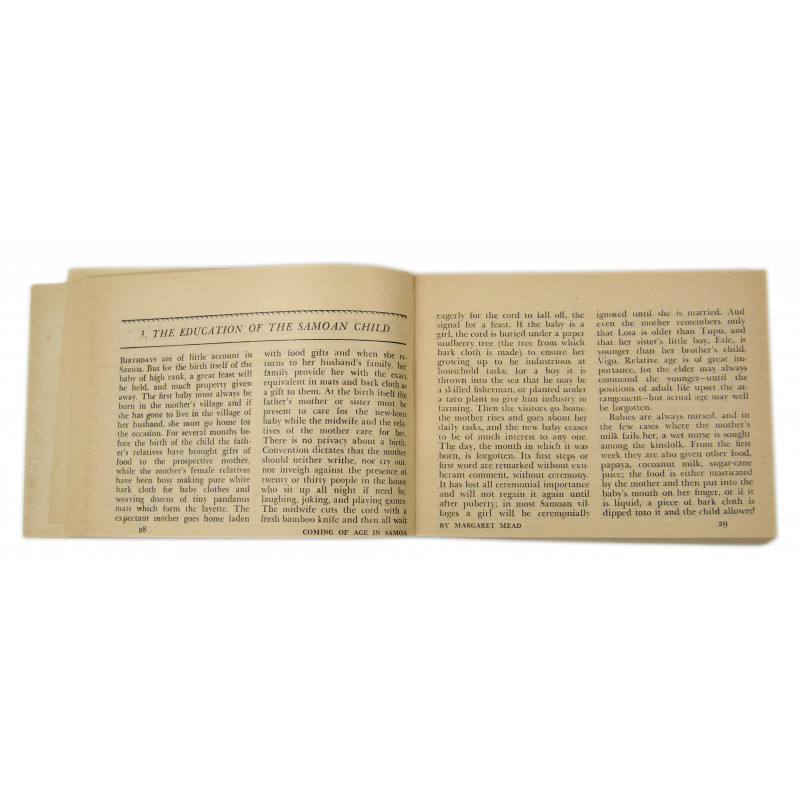 Novel, US Army, Coming of Age in Samoa, 1928