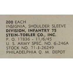 Insigne, 75th Infantry Division, Ardennes, Netherlands