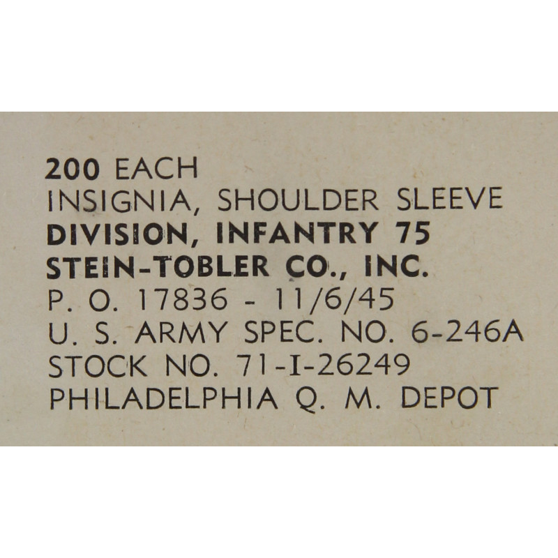Insigne, 75th Infantry Division, Ardennes, Netherlands