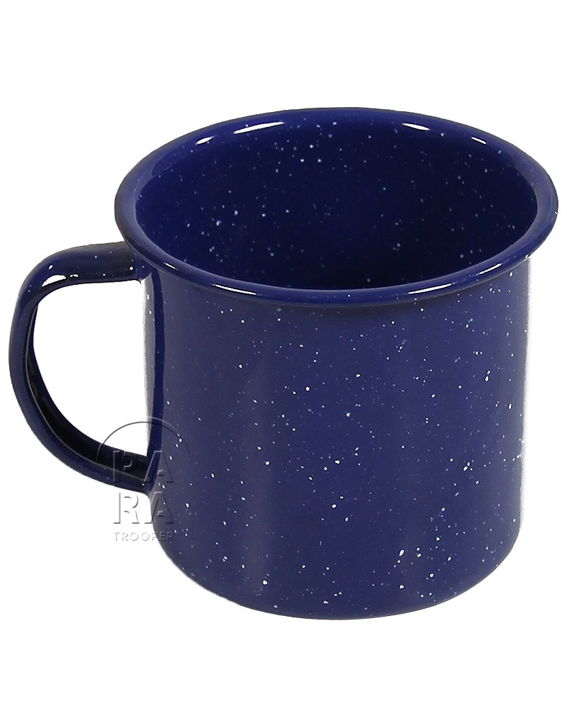 Cup, Enameled metal, blue Paratrooper