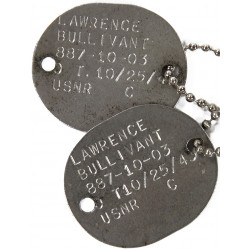 Dog Tags, US Navy, MMS1c Lawrence Bullivant, USS Zeus, PTO