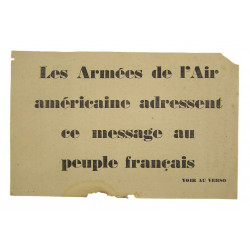 Leaflet, USF 107, Message to the French Civilians, 1944, Normandy