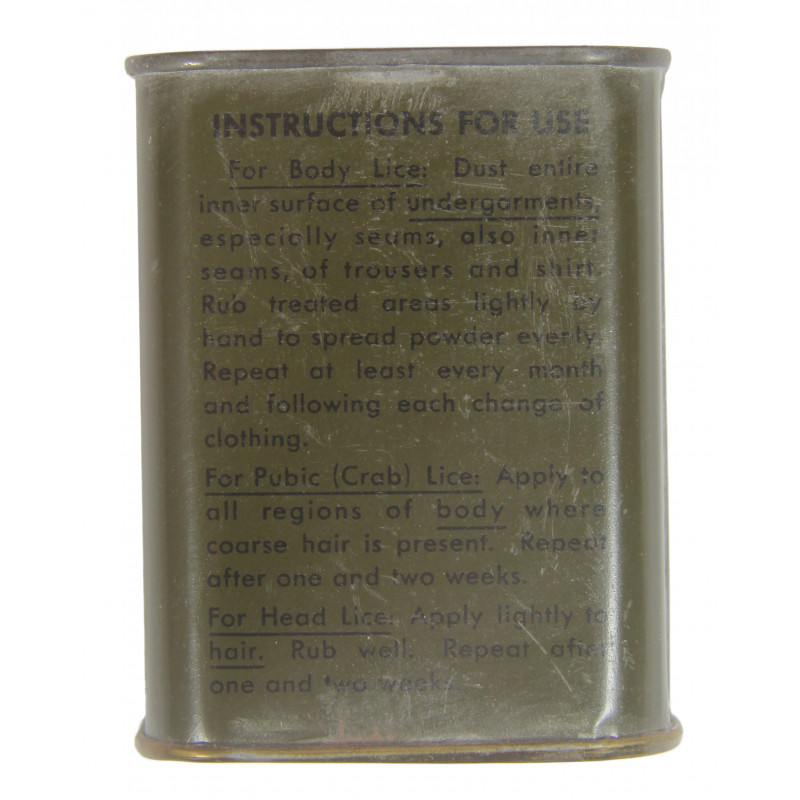 Boîte de poudre insecticide, US Army, OD, 1943