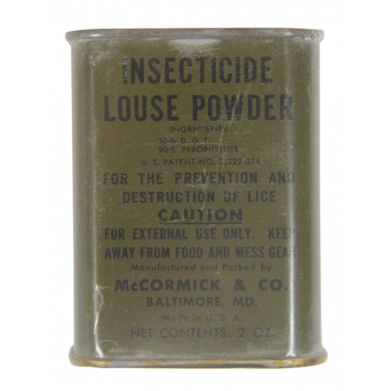 Boîte de poudre insecticide, US Army, OD, 1943