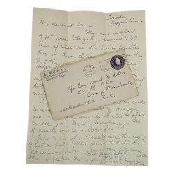 Letter, Pfc. Ray Geddes, Camp Mackall, 501st PIR, 1943
