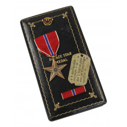 Bronze Star & Dog Tag, Sgt. Melvin Bartholomew, 156th Field Artillery Bn., 44th Infantry Division, ETO