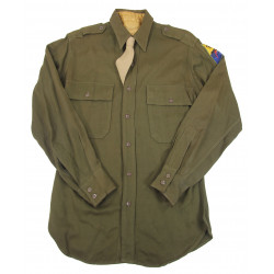 Shirt, Wool Elastique, Drab, Officer's, Chocolate, 9th Armored Division