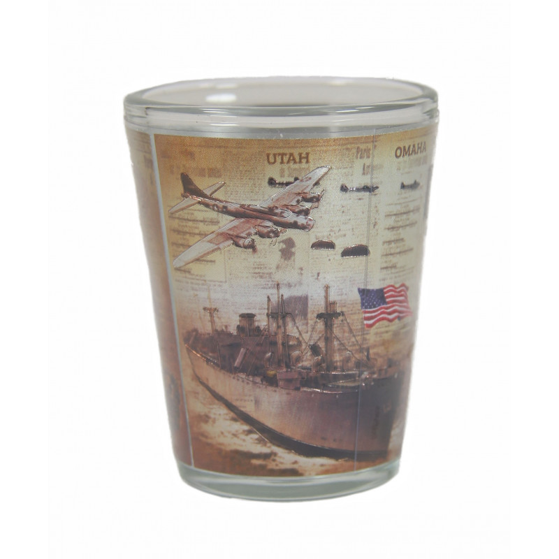 Verre à liqueur D-Day Normandie, journal