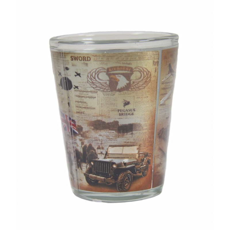 Verre à liqueur D-Day Normandie, journal