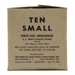 Pansement M-42, Small First-Aid Dressing, US Army, Carlisle Model, 1943, The American White Cross Labs.