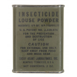 Boîte de poudre insecticide, US Army, OD, Lucky Heart Laboratories, Inc.