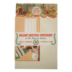 Holiday Greetings Stationery, 5 Sheets & 5 Enveloppes, US Army, 1943