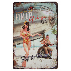 Plate, Metal, Pin-Up Fly to Hawaï