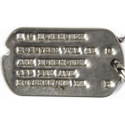 Dog Tag, T/Sgt. Maurice Monshower, Co. A, 111th Infantry Regiment, PTO