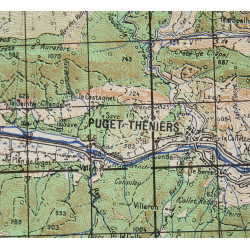 Carte de Puget-Théniers, Sud-Est de la France, Opération Dragoon, 1944