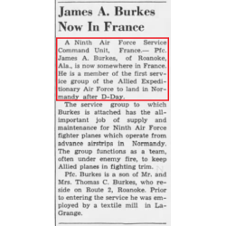 Cover, T-shovel, British-Made, Pfc. James Burkes, 9th Air Force, USAAF, Normandy