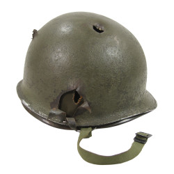 Helmet, M1, Swivel Bales, Westinghouse Liner, Battle-damaged