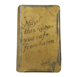 New Testament, Steel Shield, Gold-Plated, "May this keep you safe from harm"