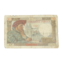 Banknote, 50 French Francs, 1941